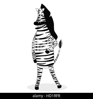 Zebra cartoon vettore. Personaggio animale illustrazione zebra Foto Stock