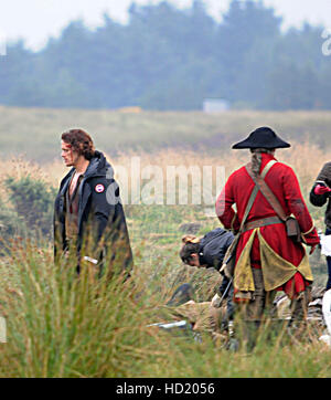Sam Heughan e cast film Battaglia di Culloden scene per 'Outlander' dotate di: Sam Heughan dove: Scozia, Regno Unito quando: 25 Ago 2016 Foto Stock