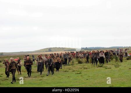 Sam Heughan e cast film Battaglia di Culloden scene per 'Outlander' dotate di: Sam Heughan dove: Scozia, Regno Unito quando: 25 Ago 2016 Foto Stock