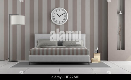 Elegante camera da letto padronale con moderno letto matrimoniale e di nicchia - 3d rendering Foto Stock