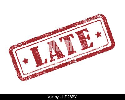 Timbro in ritardo in rosso su sfondo bianco Illustrazione Vettoriale