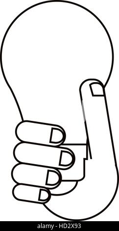 Mano trattiene la lampadina idea innovazione profilo creativo Illustrazione Vettoriale