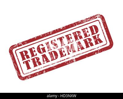 Timbro marchio registrato in rosso su sfondo bianco Illustrazione Vettoriale