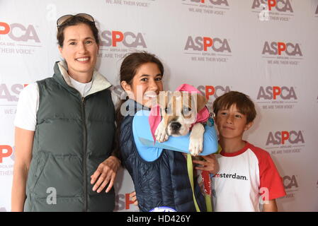 Matt Lauer e famiglia adotta un cane dalla ASPCA durante l'Hampton Classic Horse Show con: Annette Lauer, Romy Lauer, Mocha il cane e Thijs Lauer dove: Bridgehampton, New York, Stati Uniti quando: 05 Set 2016 Foto Stock