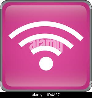 Rete senza fili icona di simbolo all'interno di piazza rosa su sfondo bianco. design colorato. illustrazione vettoriale Illustrazione Vettoriale
