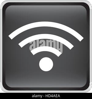 Rete senza fili icona di simbolo all'interno del quadrato nero su sfondo bianco. illustrazione vettoriale Illustrazione Vettoriale