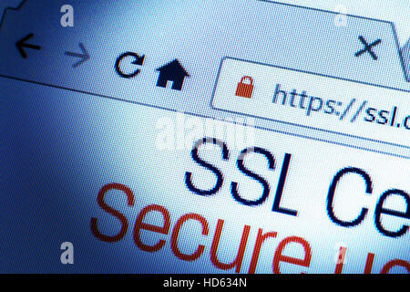 Https indirizzo url e il simbolo di bloccaggio durante la connessione SSL Foto Stock