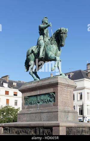 Giovanna d Arco monumento, statua equestre, Place du Martroi, Orléans, Center-Val de Loire, Francia Foto Stock
