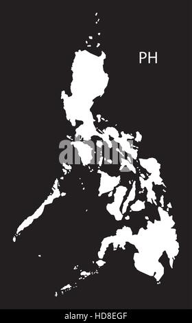 Filippine mappa in bianco e nero illustrazione Illustrazione Vettoriale