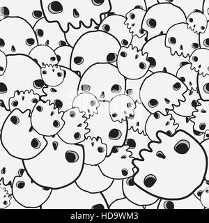 Bianco e nero teschio umano Illustrazione Vettoriale