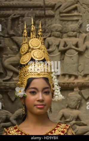 Ballerino di danza Apsara, Ta Som, Tempio di Angkor, Siem Reap, Cambogia Foto Stock