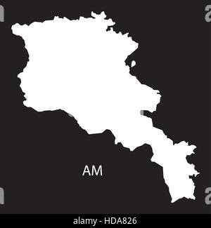 Mappa di Armenia in bianco e nero illustrazione Illustrazione Vettoriale