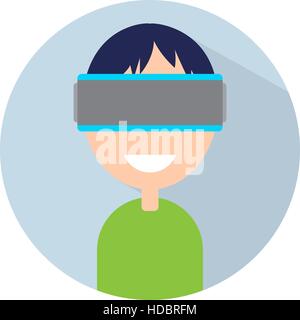 Uomo con la realtà virtuale auricolare sul tuo capo. Illustrazione Vettoriale