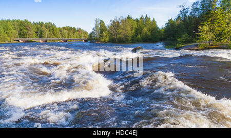 Langinkoski, veloce esecuzione di acqua di fiume. Kotka, in Finlandia Foto Stock