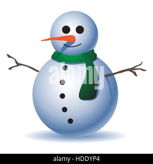 Carino pupazzo di neve su sfondo bianco Illustrazione Vettoriale