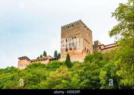 Vista di Alhambra da Albayzín di Granada, Andalusia, Spagna Foto Stock