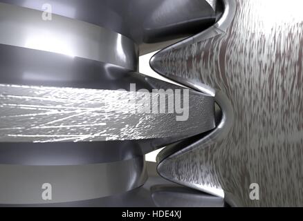 Trasmissione a vite coppia di ingranaggi. 3d illustrazione Foto Stock