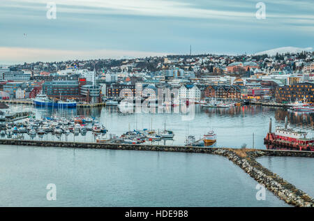 Vista della città di Tromso in Norvegia Foto Stock