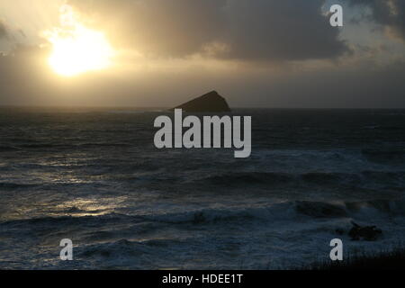 Il Mewstone a Wembury Bay Foto Stock