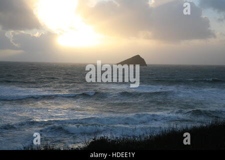 Il Mewstone a Wembury Bay Foto Stock