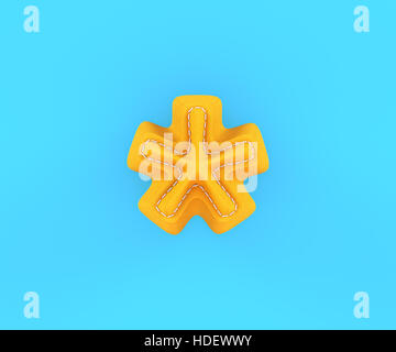 Numero di cifra alfabeto giallo cuoio la texture della pelle somma di moltiplicazione cantare mark lettera . 3D rendering immagine Foto Stock