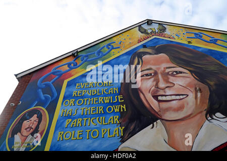 Belfast cade Rd murale repubblicano- tutti in una rivoluzione,ha la loro parte per giocare Foto Stock