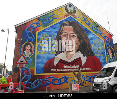 MP Bobby Sands - Belfast cade Rd Rebublican murale Foto Stock