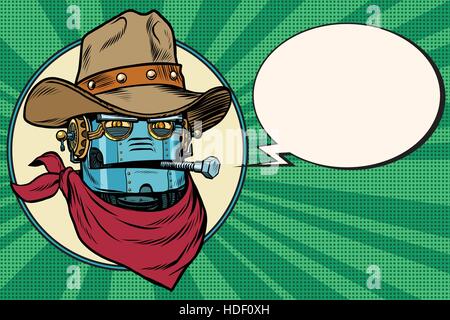 Robot cowboy West wild world Illustrazione Vettoriale