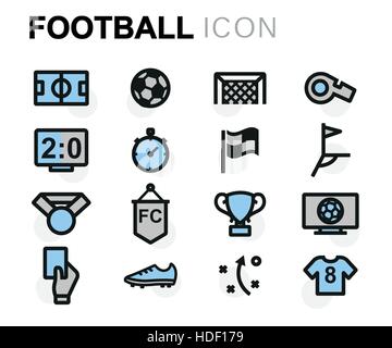 Vettore di calcio piatto set di icone Illustrazione Vettoriale