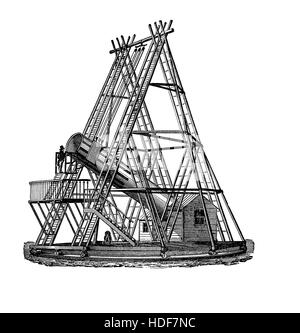 Grande Telescopio costruito nel 1774 da Frederick William Herschel astronomo tedesco, dal suo punto di osservazione ha scoperto Urano pianeta il primo pianeta ad essere scoperto sin dall antichità Foto Stock