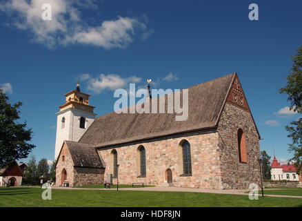 Una vecchia chiesa di Gammelstad, Norrbotten, Svezia Foto Stock