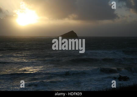 Maltempo nella Baia di Wembury Devon Foto Stock