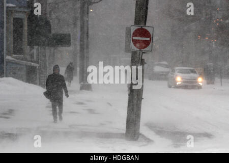 Halifax, Canada. 12 Dic, 2016. Venti forti e neve pesante ha colpito il centro di Halifax, N.S., Dic 12, 2016. Credito: Lee Brown/Alamy Live News Foto Stock