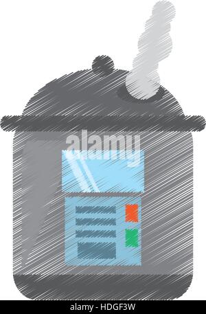 Disegno cuoci riso cucina pentolame domestico illustrazione vettoriale EPS 10 Illustrazione Vettoriale