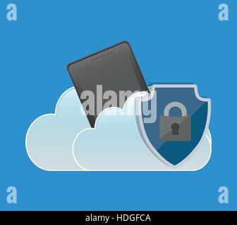 Internet security cellulare lucchetto cloud illustrazione vettoriale EPS 10 Illustrazione Vettoriale