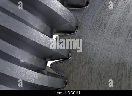 Trasmissione a vite coppia di ingranaggi. 3d illustrazione Foto Stock