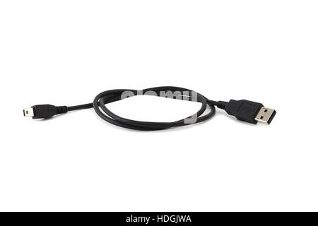USB-Mini cavo USB. Isolato su bianco Foto Stock