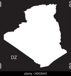 Mappa di Algeria in bianco e nero illustrazione Illustrazione Vettoriale