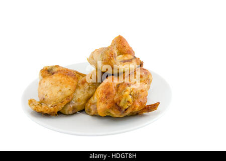 Pollo alla griglia. Isolato su bianco Foto Stock