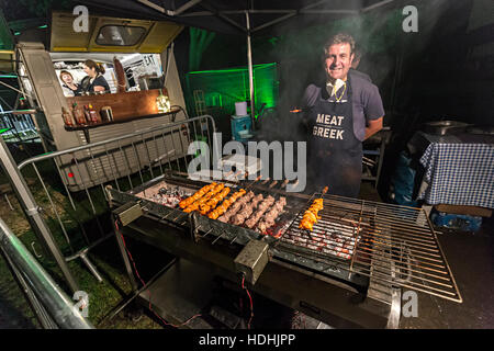 Si arresta in corrispondenza della cucina di strada circo, Cardiff Wales, Regno Unito Foto Stock