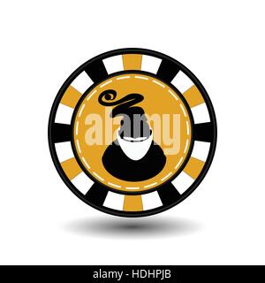 Natale casino chips. Rosso. Babbo Natale con un baffi nel mezzo. Illustrazione Vettore. Utilizzare per il sito, stampa carta, tela, decorazione, progettazione, ecc. EPS 10 Illustrazione Vettoriale