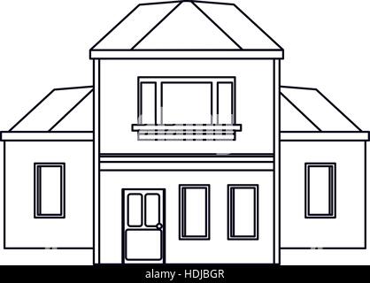 Casa Tradizionale modernn dettagliata contorno Illustrazione Vettoriale