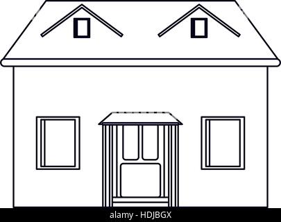 La facciata della casa soppalco ICONA DI CONTORNO Illustrazione Vettoriale