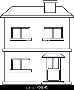 La facciata della casa residenziale contorno estructure Illustrazione Vettoriale