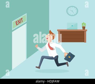 Esecuzione di imprenditore e aprire lo sportello uscita Illustrazione Vettoriale