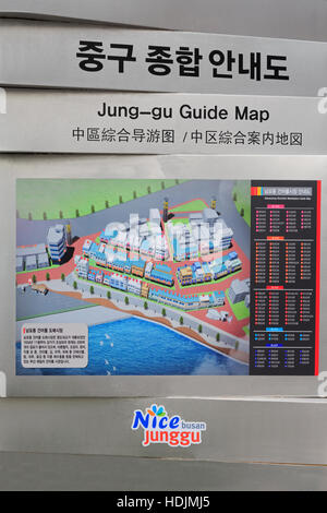 Jung-gu guida mappa, Nampo distretto, Busan, Corea del Sud, Asia Foto Stock