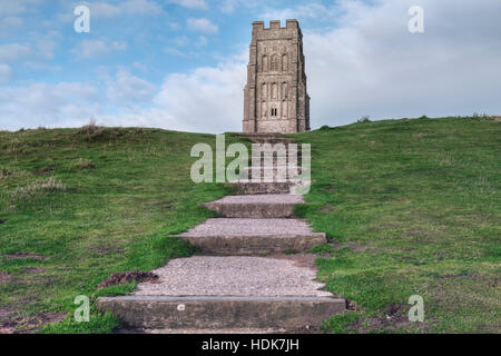 Glastonbury Tor, Glastonbury, Somerset, Inghilterra, Regno Unito Foto Stock
