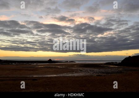 Summerleaze Beach Bude Cornwall al tramonto Foto Stock