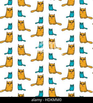 Funny cat pattern Illustrazione Vettoriale