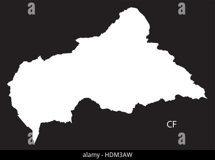 Repubblica Centrafricana mappa in bianco e nero illustrazione Illustrazione Vettoriale